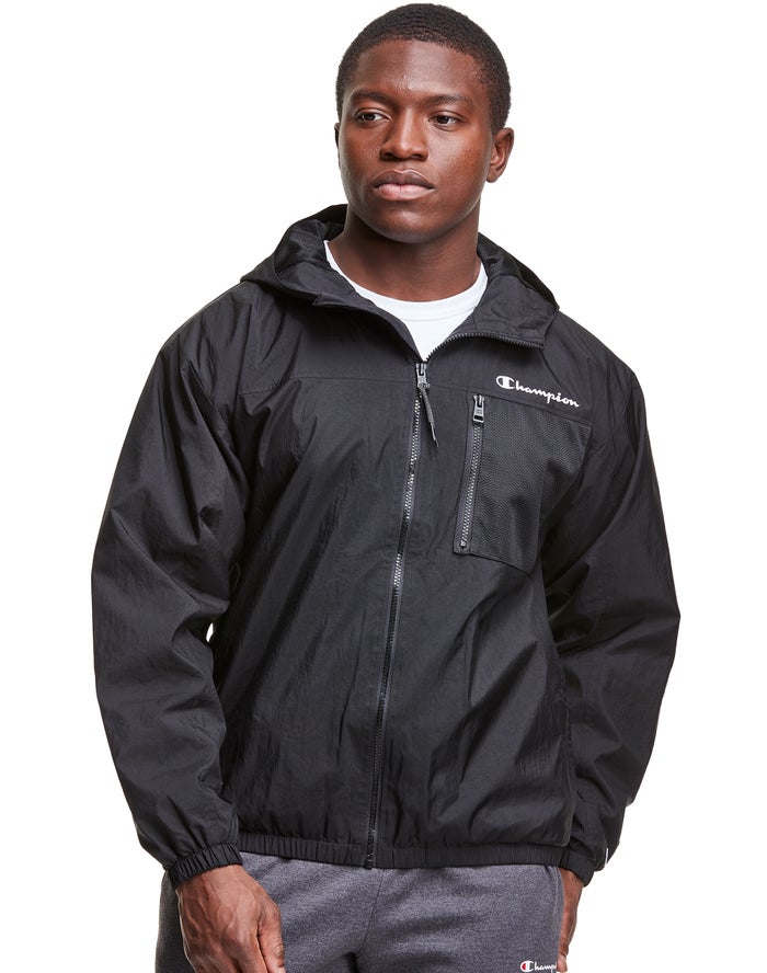 Champion Mens Jackets NZ - Lightweight Sport Black ( 6291-TFUEJ )